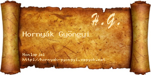 Hornyák Gyöngyi névjegykártya
